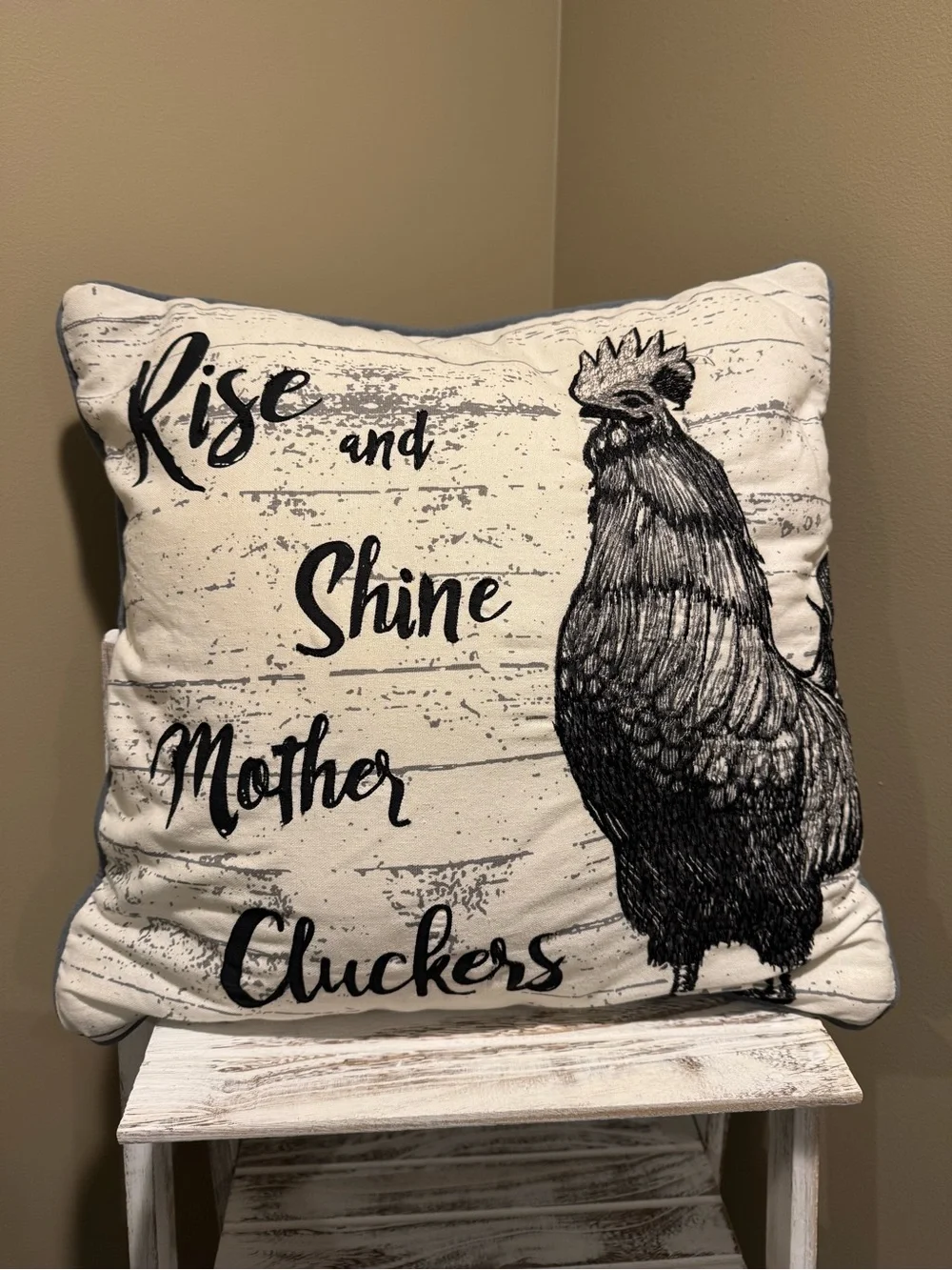 Farmhouse “Rise and Shine Mother Cluckers” Throw Pillow