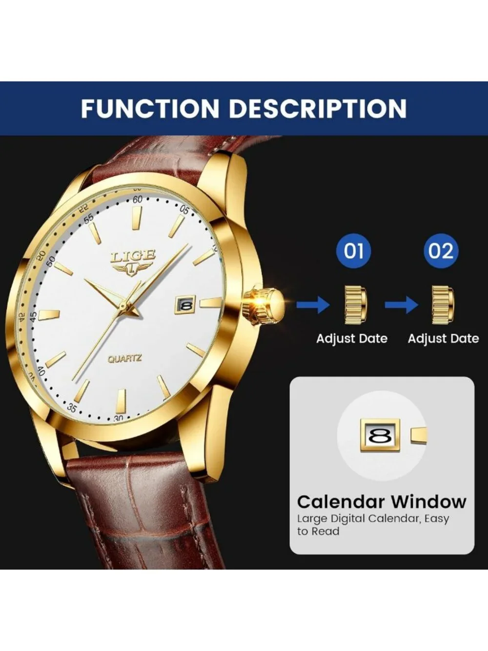 Stylish Waterproof Analog Dress Watch for Men - Vintage Chronograph, Leather