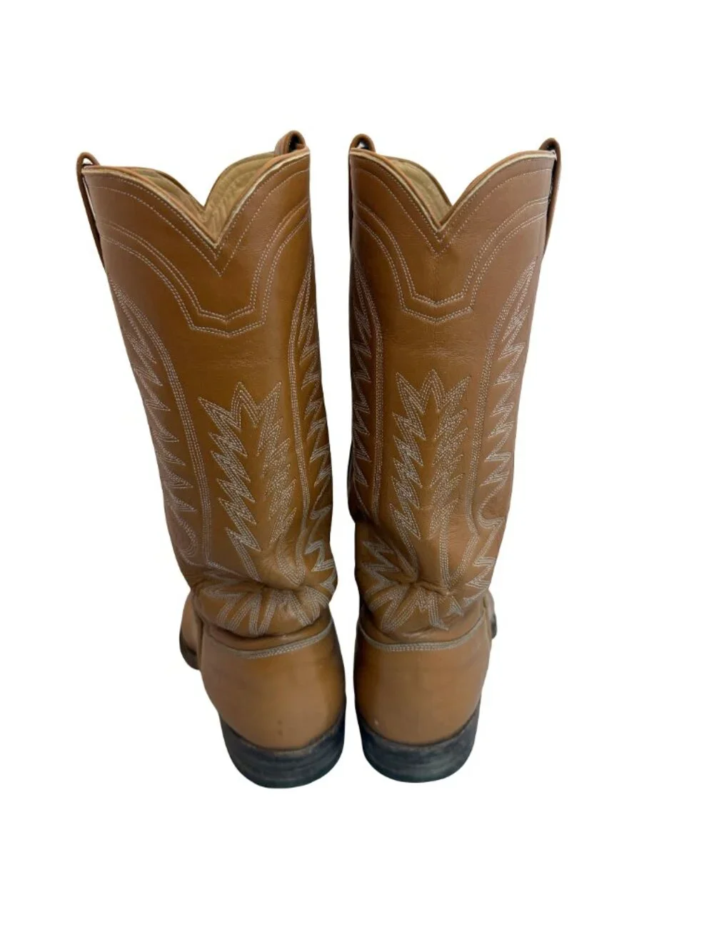 M.L. Leddy & Sons Tan Leather Handmade Western Cowboy Boots Rodeo Size 7 Women's