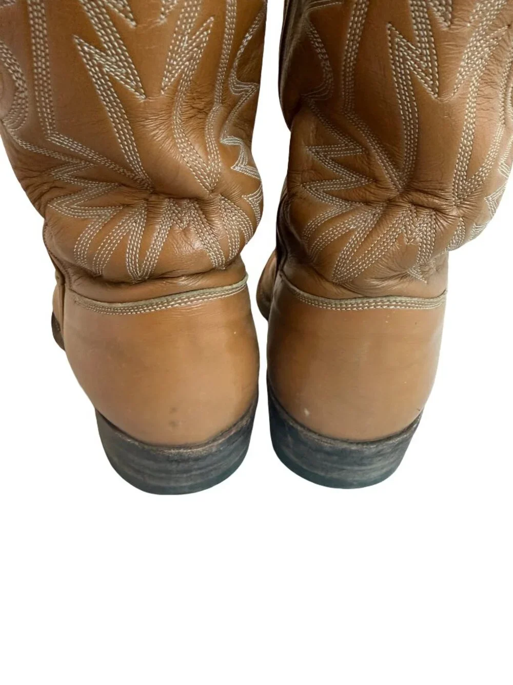 M.L. Leddy & Sons Tan Leather Handmade Western Cowboy Boots Rodeo Size 7 Women's
