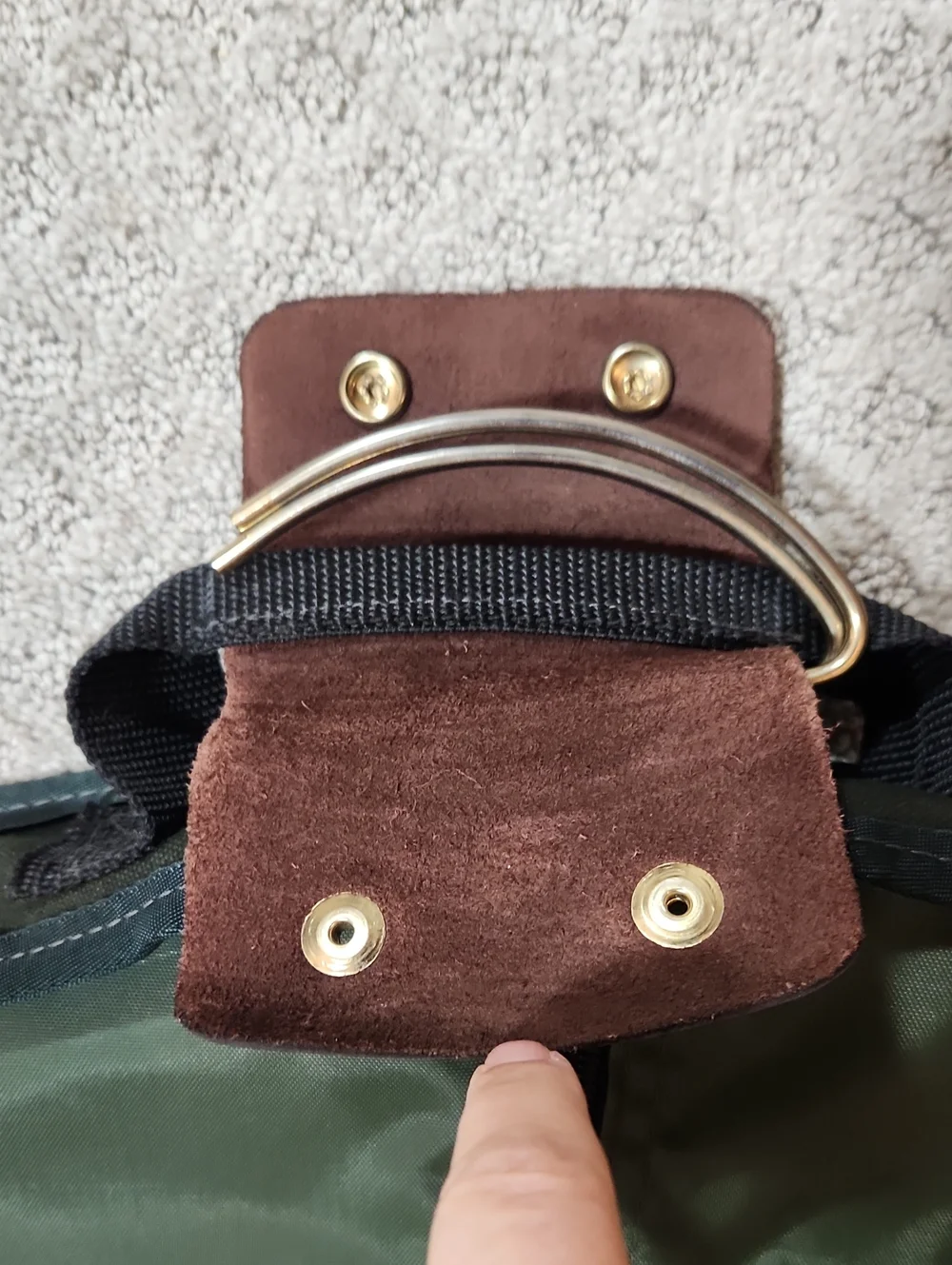 Orvis Dark Green Canvas Garment Bag with Brown Leather Accents