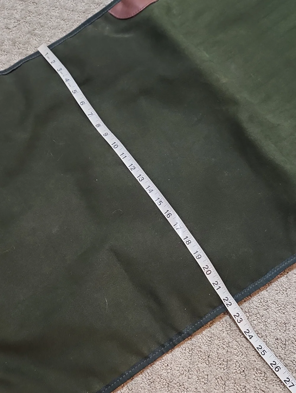 Orvis Dark Green Canvas Garment Bag with Brown Leather Accents