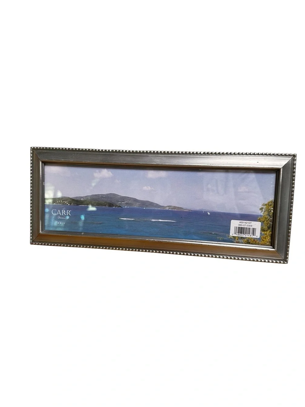 Carr 4x12 Panoramic Picture Silver Tone Photo Frame Tabletop Opening Vintage