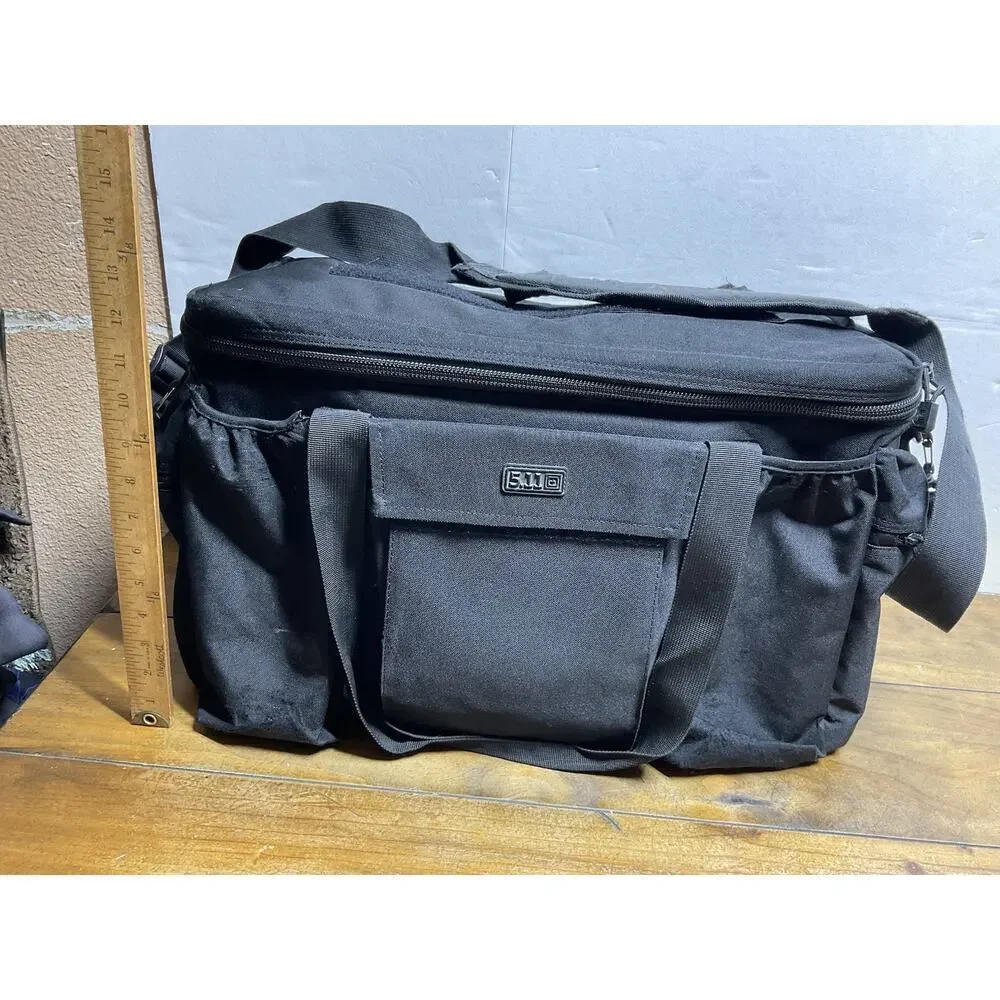 5.11 Patrol Ready Tactical Bag Large Travel Pockets Zippers Black Shoulder Strap