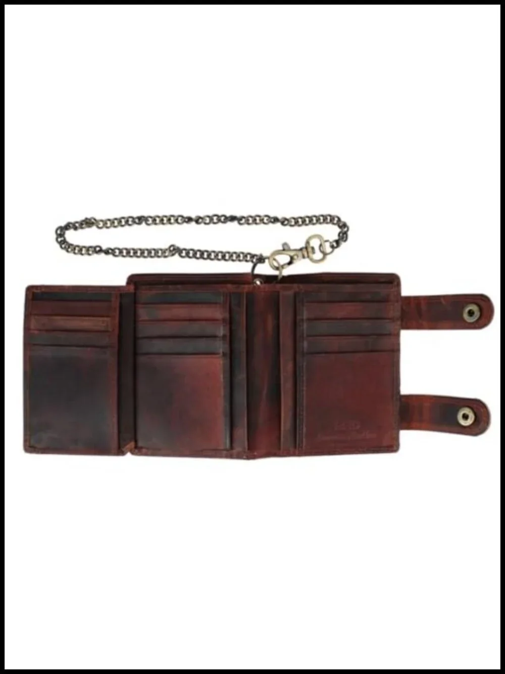 Men's Leather Bifold Wallet with 16 Card Slots, RFID Blocking, Chain