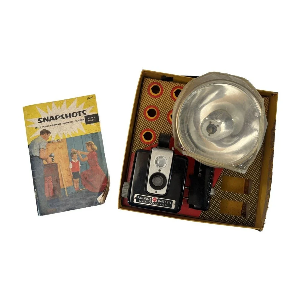 Vintage Kodak Brownie Hawkeye Flash Camera Box Set