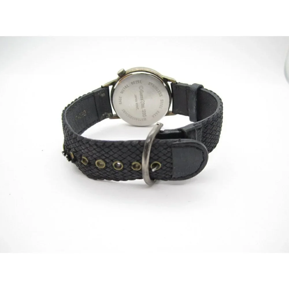 Vtg 1990 Women Guess Quartz WR Analog 34mm Dial Contemporary‎ Round Watch (F157)