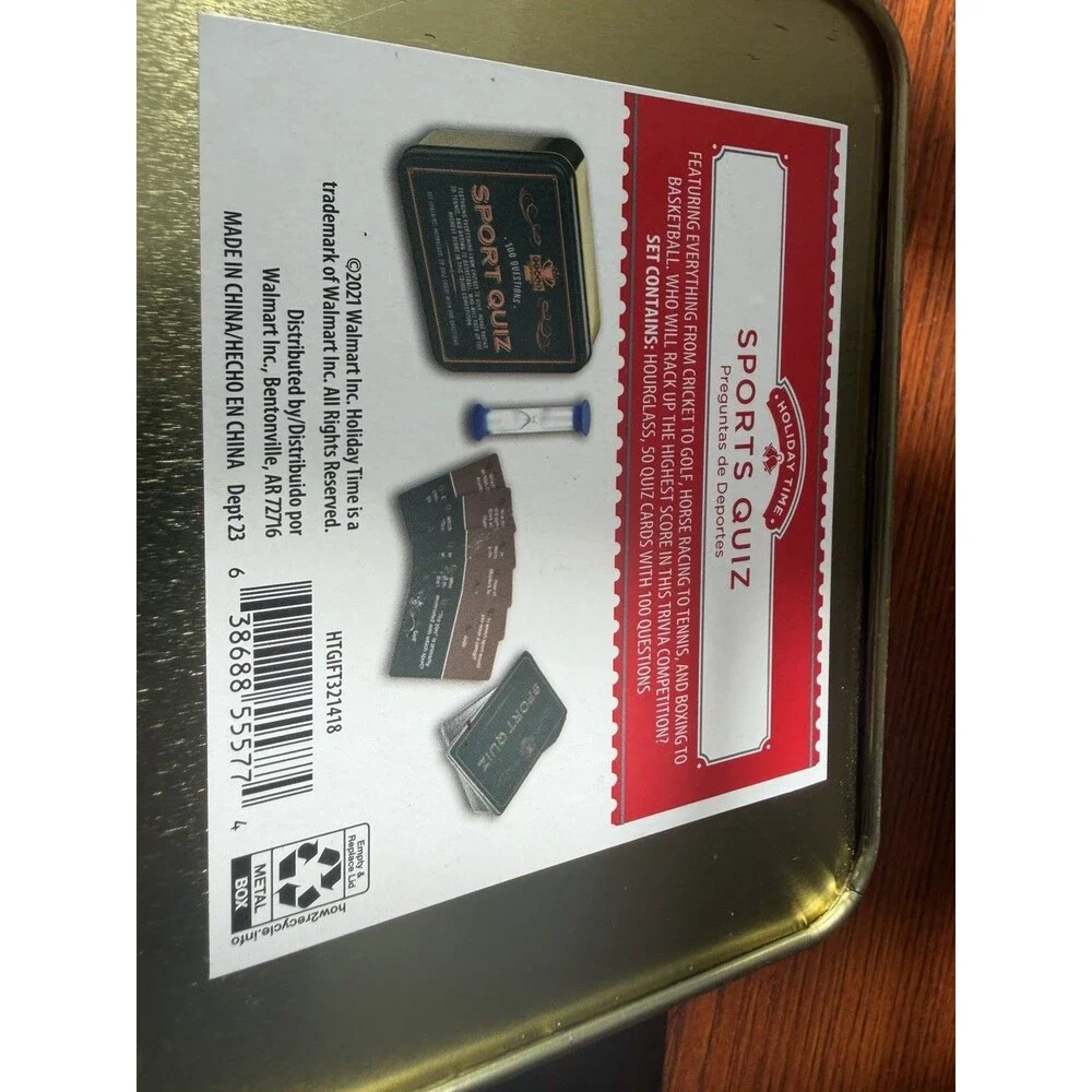 SPORT QUIZ 100 QUESTIONS SET IN TIN CONTAINS 50 CARDS 100 TRIVIA QUESTIONS