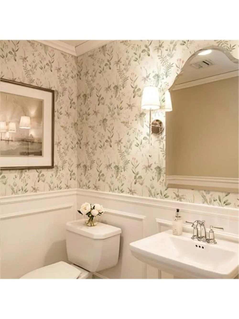 Peel Stick Floral Wallpaper Beige Vintage Botanical Contact Paper Waterproof