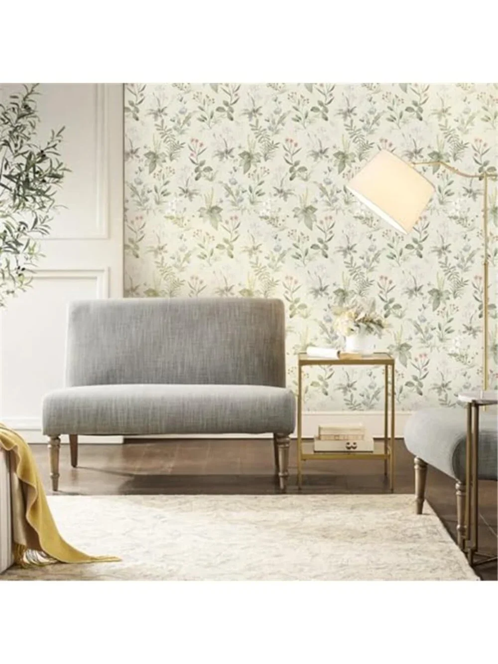 Peel Stick Floral Wallpaper Beige Vintage Botanical Contact Paper Waterproof