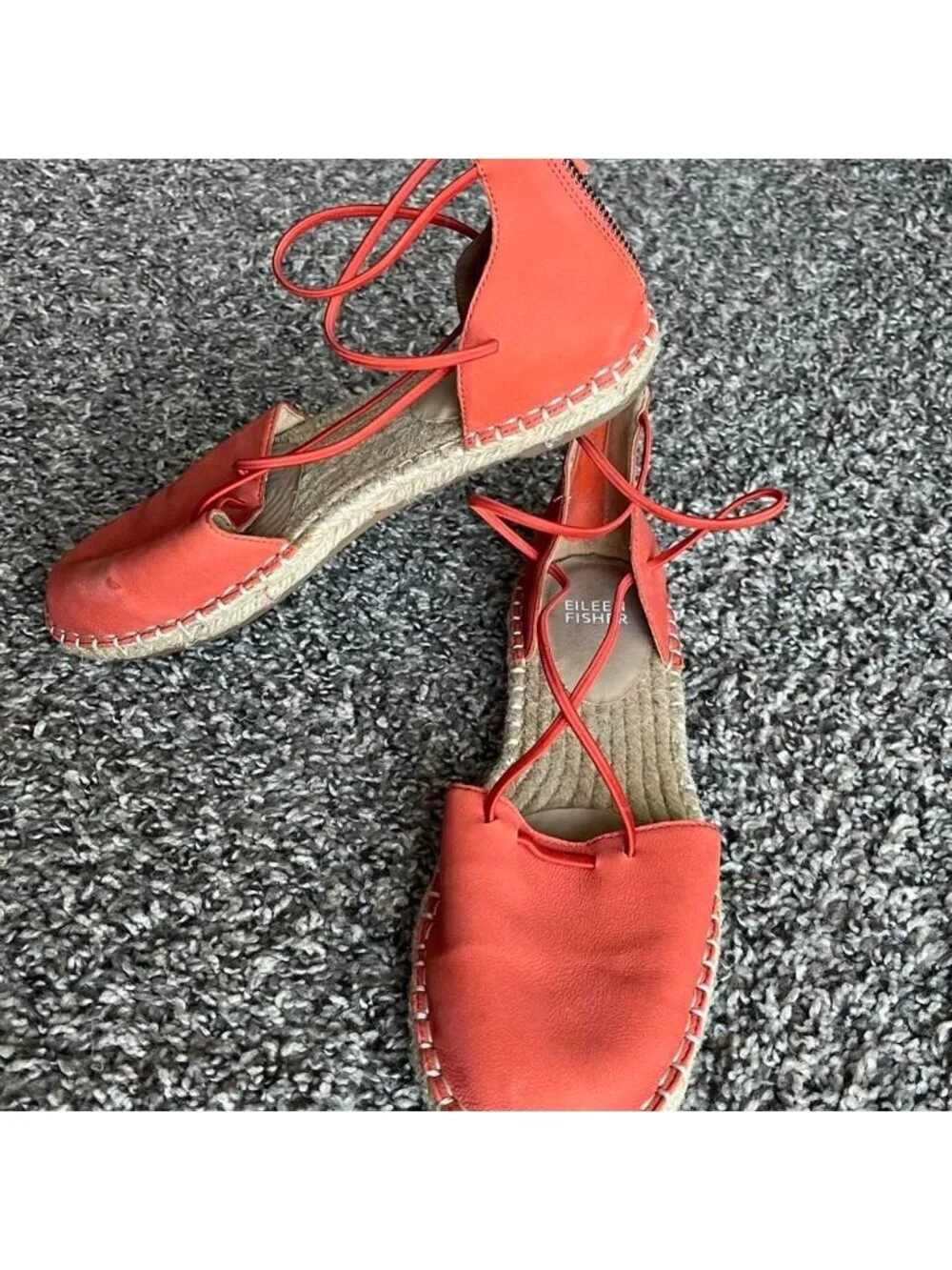 Eileen Fisher Orange/Pink Espadrilles Size 6.5 Summer Vacation Beach Holiday