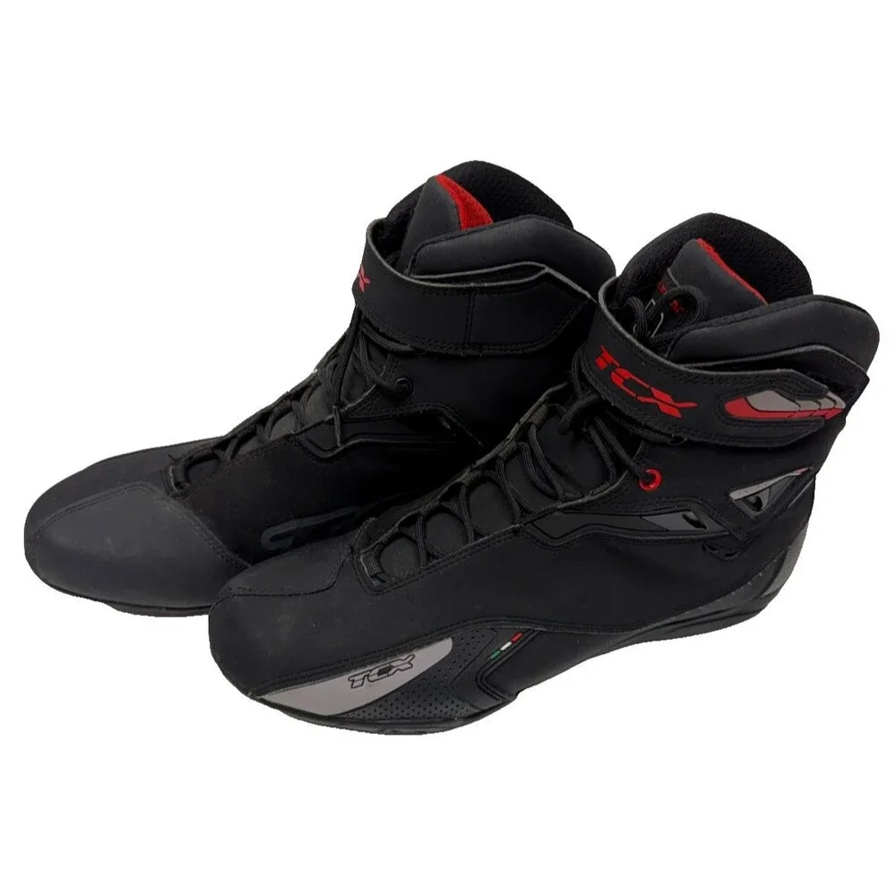 TCX X-Road Waterproof Motorcycle Riding Boots Black Red Men's US 12 EU 46