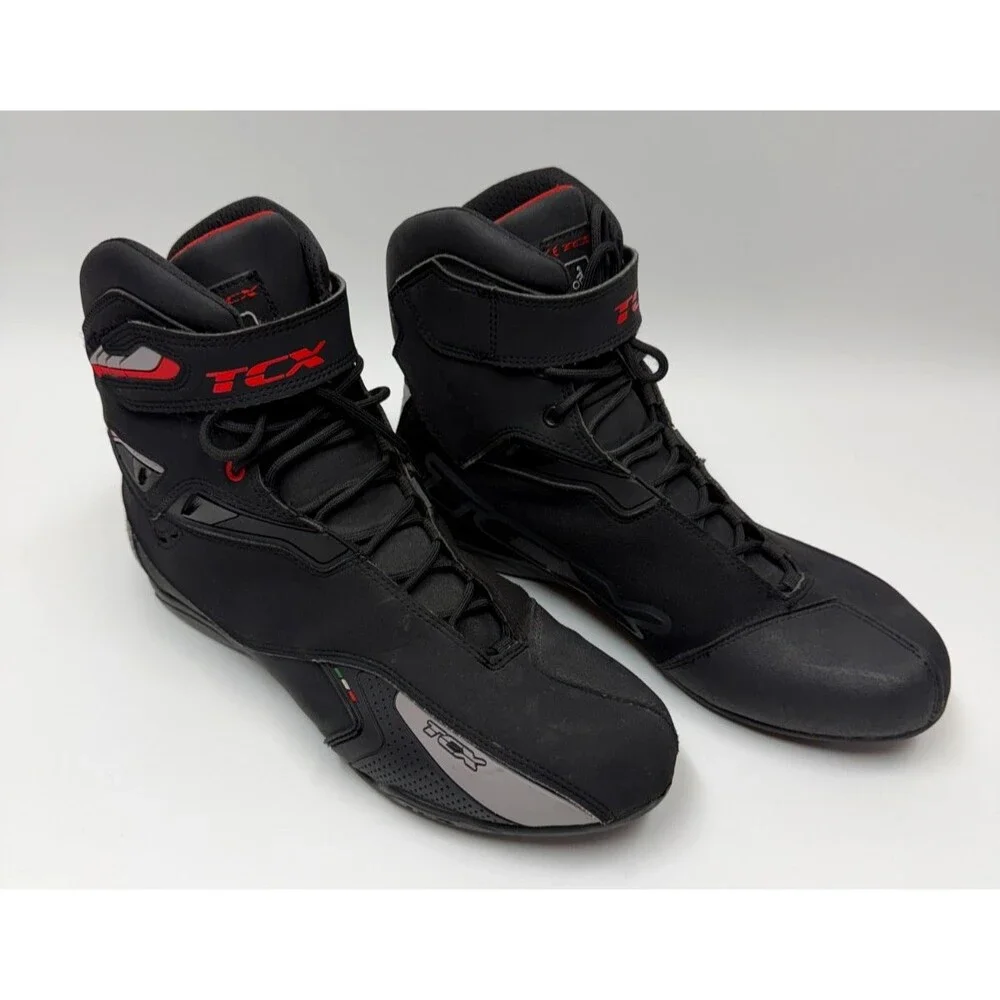 TCX X-Road Waterproof Motorcycle Riding Boots Black Red Men's US 12 EU 46