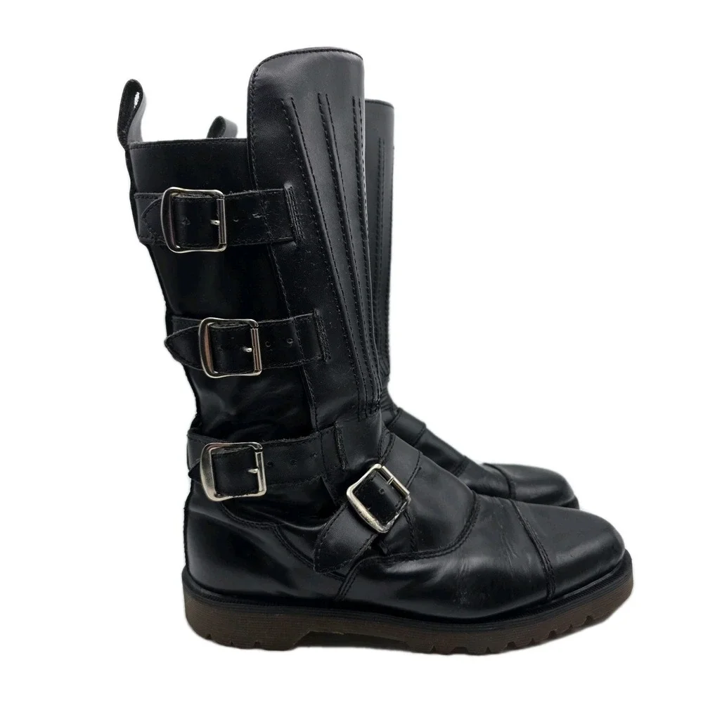 Vintage Dr. Martens Walking Dead Tall‎ Boots Mens 9 W 10 Combat Buckles Goth Emo