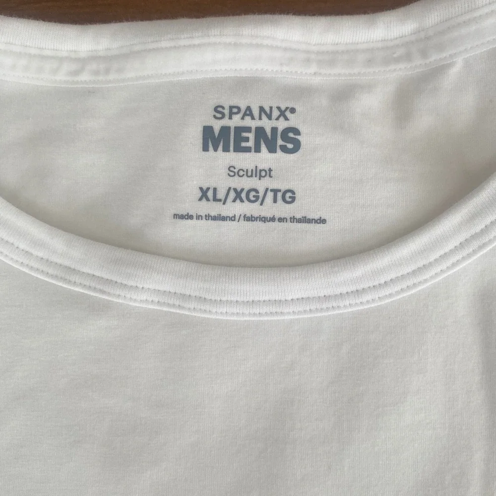 Spanx Mens Sculpt Cotton Compression Crew Neck Undershirt White XL 60007R