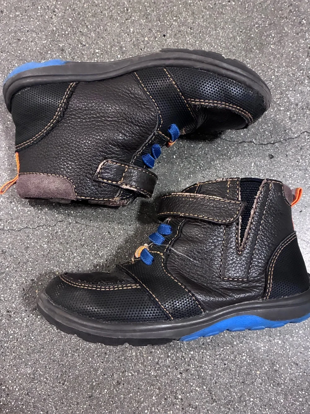 See Kai Run Toddler High Top Sneakers Black Blue Hook & Loop Shoes Size 9.5