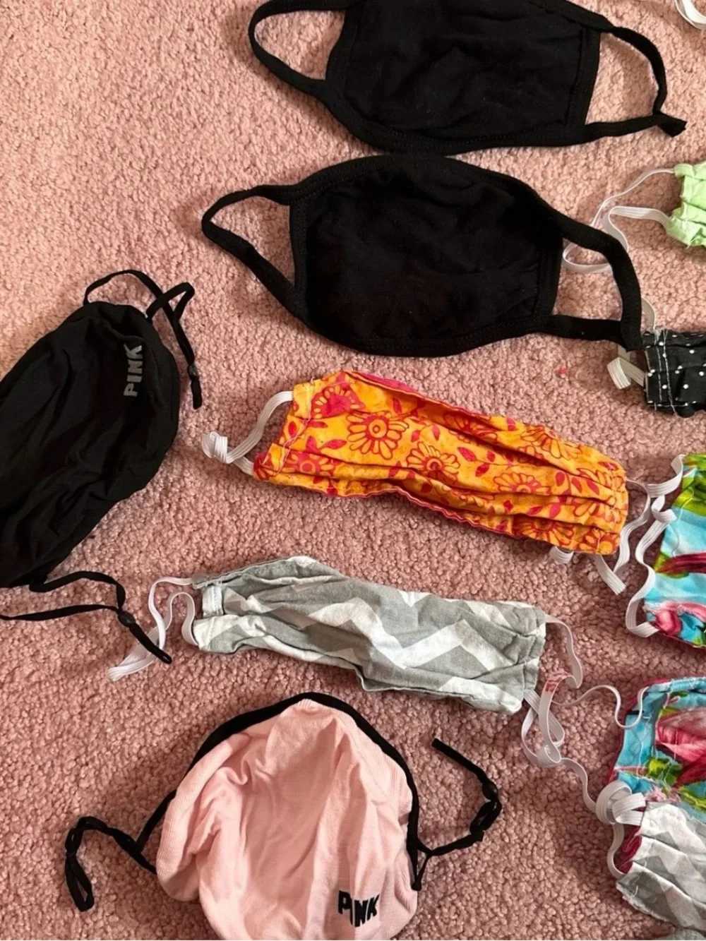 Mixed Assorted Cloth Face Mask Lot - Bright Floral & Solid Colors