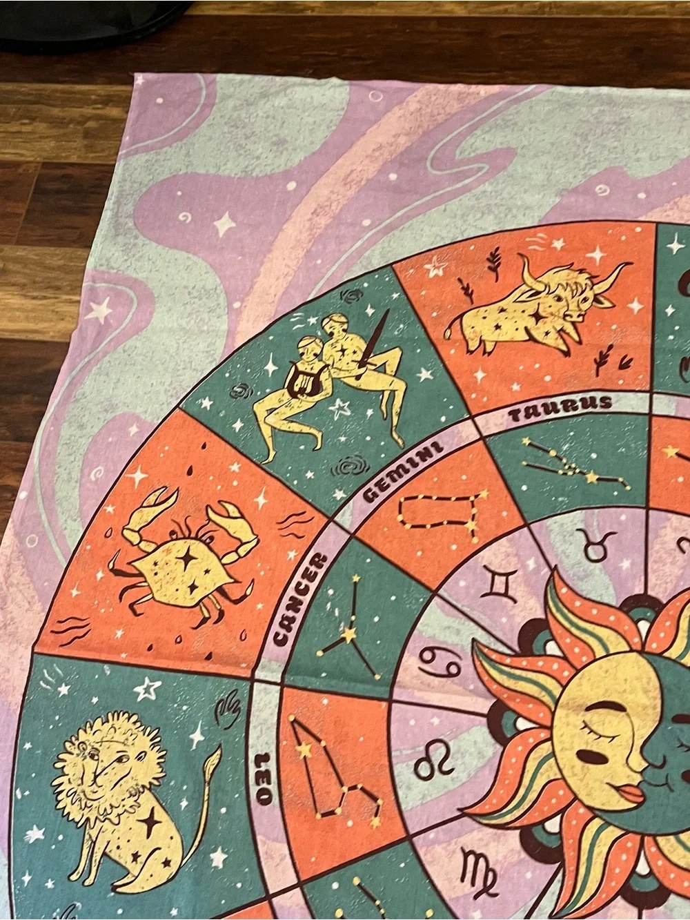 Zodiac sun moon colorful tapestry 60