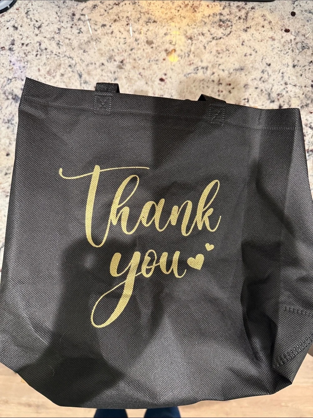 Reusable Black Tote Bag with Gold 