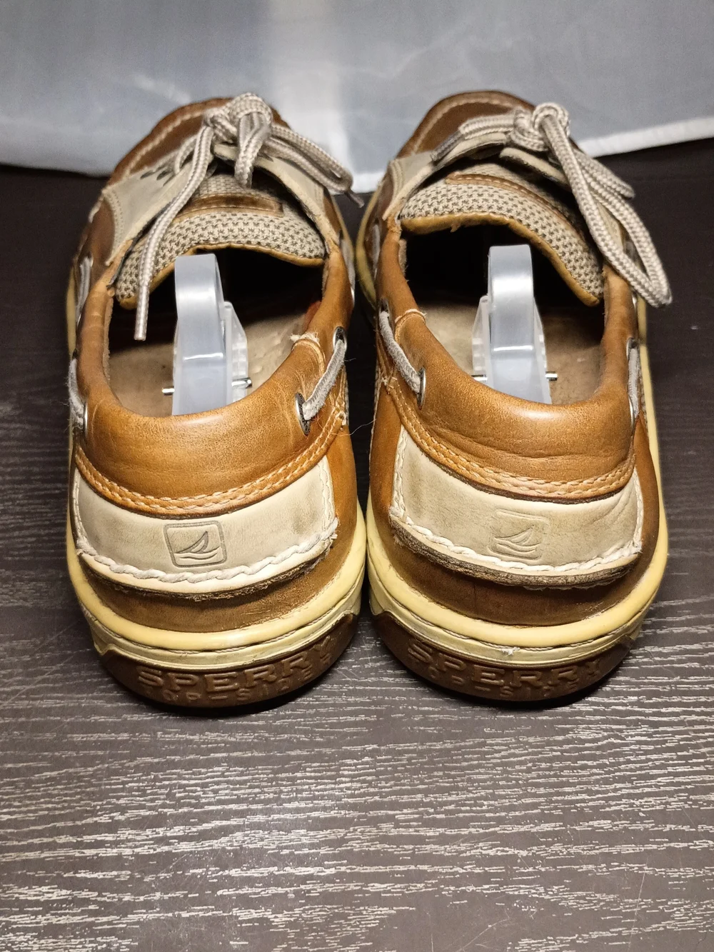 Sperry Two-Tone Brown and Cream Leather Boat Shoes. Men's 10.5M Good Shape!!