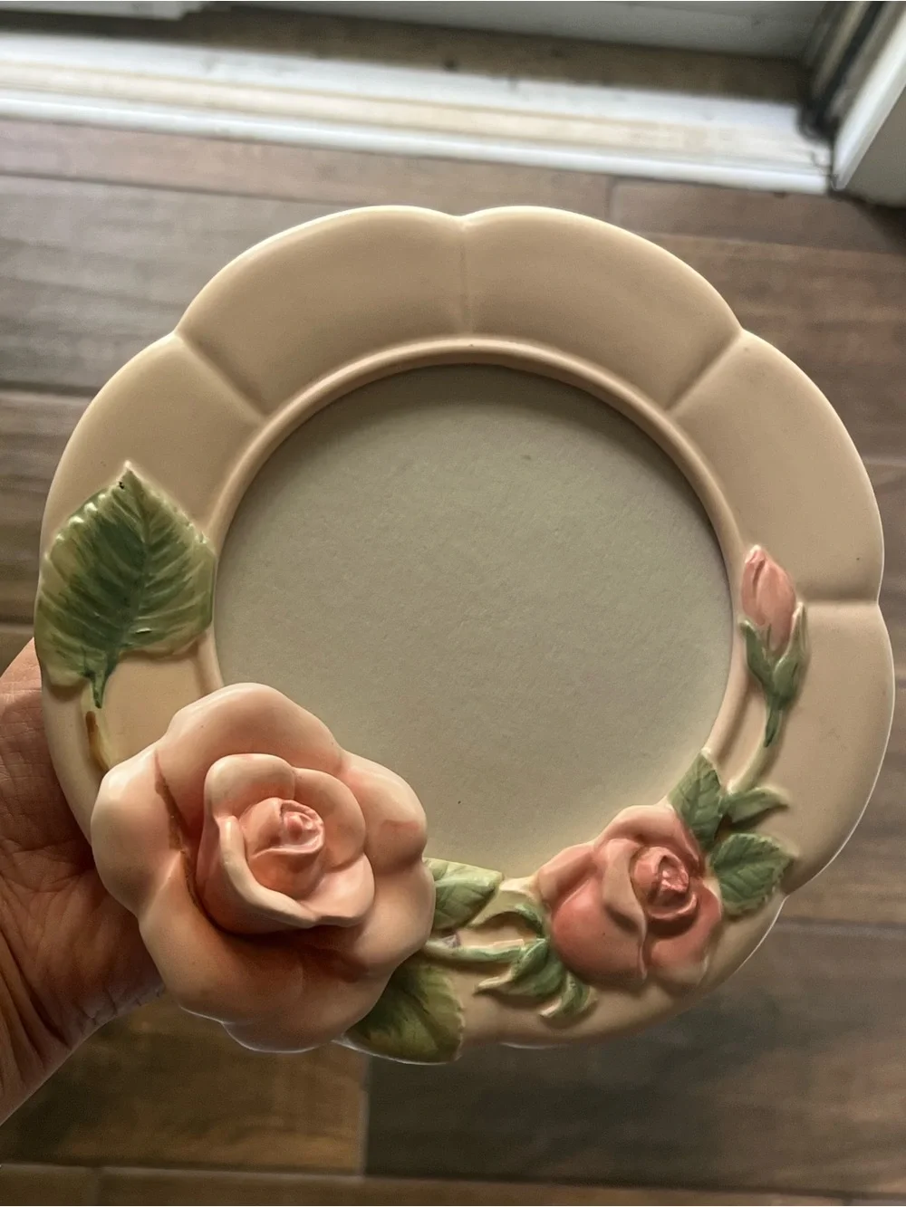 Pink Floral Ceramic Round Frame