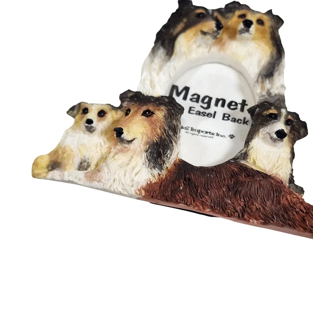 E&S Imports Sheltie Shetland Sheepdog Resin 3D Magnet Easel Back Picture Frame