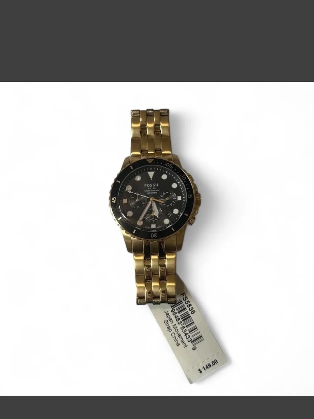 Fossil Gold and Black Stainless Steel Chronograph Watch