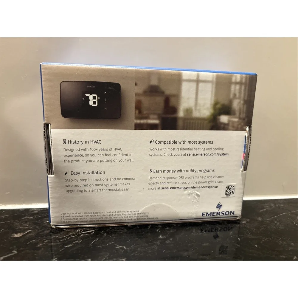 Emerson Sensi Lite Smart Black Thermostat ST25U Apple Google Alexa NEW
