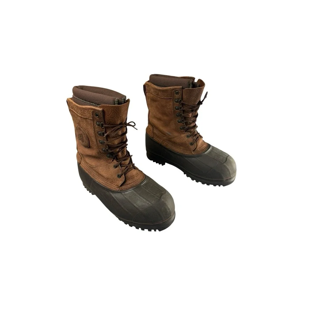 LACROSSE Men's 11 Brown Insulated Pac Hunting Boots USA Leather Rubber Winter