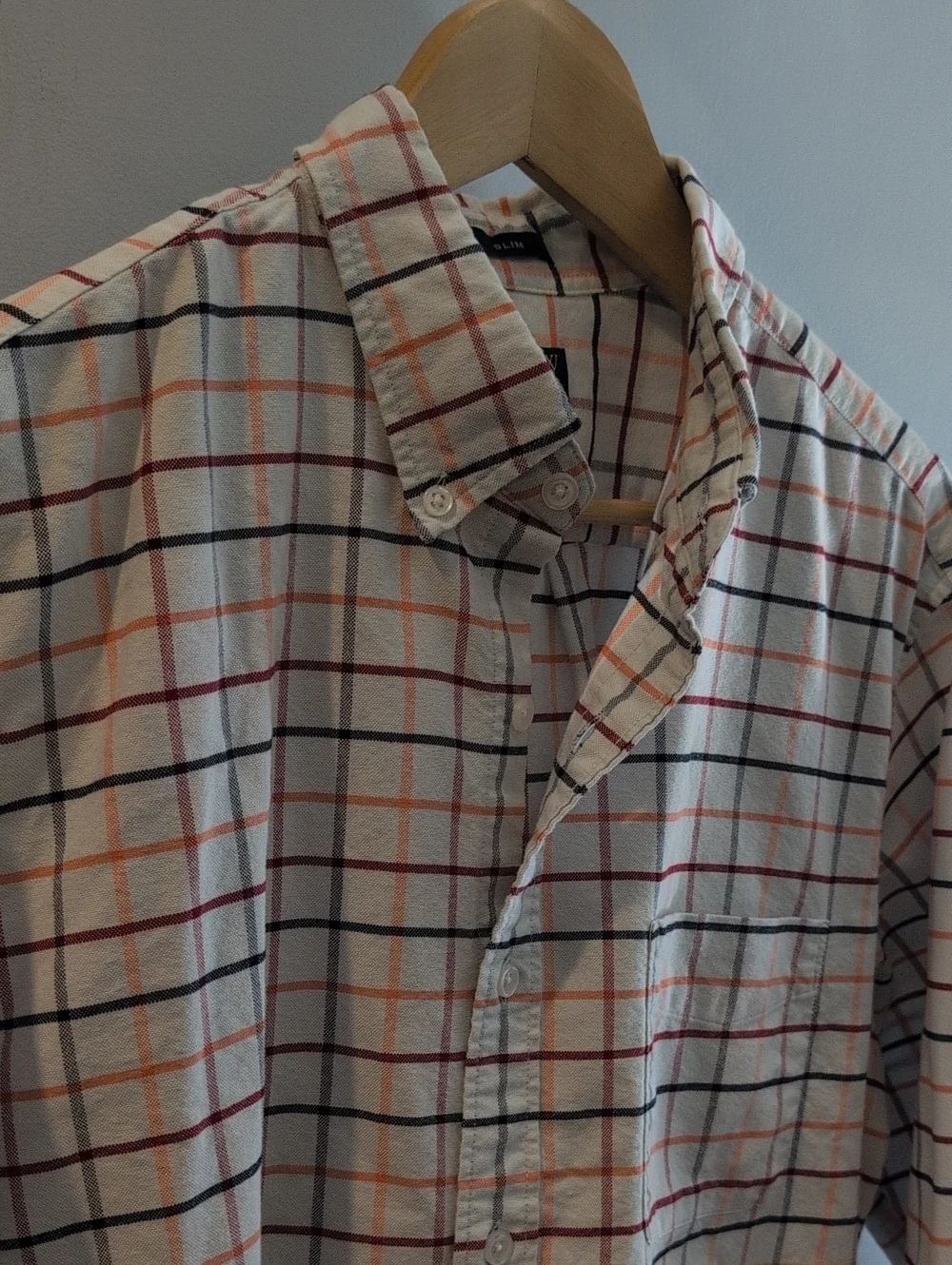 J. Crew Mens L Slim Flex Oxford Long Sleeve Button Down Plaid Shirt Style #AD163