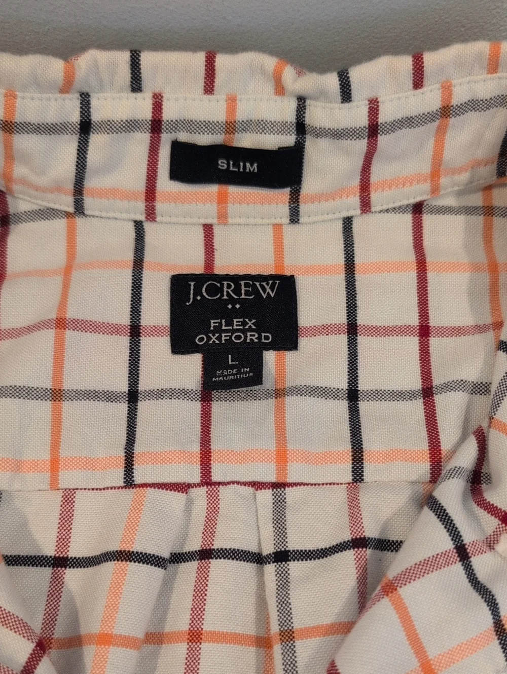J. Crew Mens L Slim Flex Oxford Long Sleeve Button Down Plaid Shirt Style #AD163