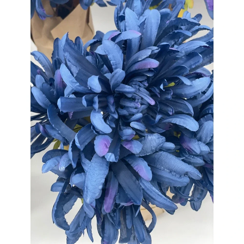 12 Ashland Artificial Chrysanthemum 12pc Blue Silk Flower Rustic Decor NEW