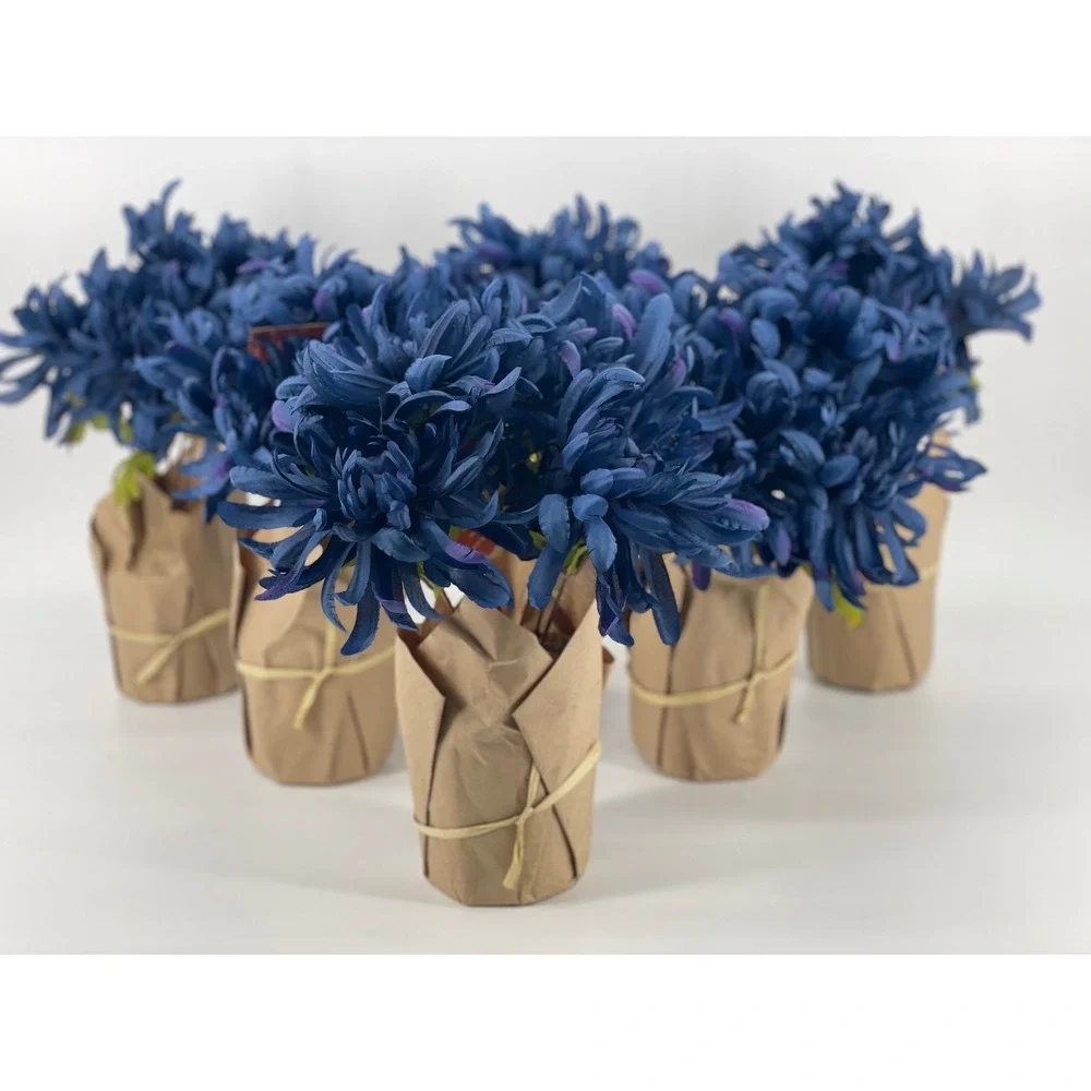 12 Ashland Artificial Chrysanthemum 12pc Blue Silk Flower Rustic Decor NEW