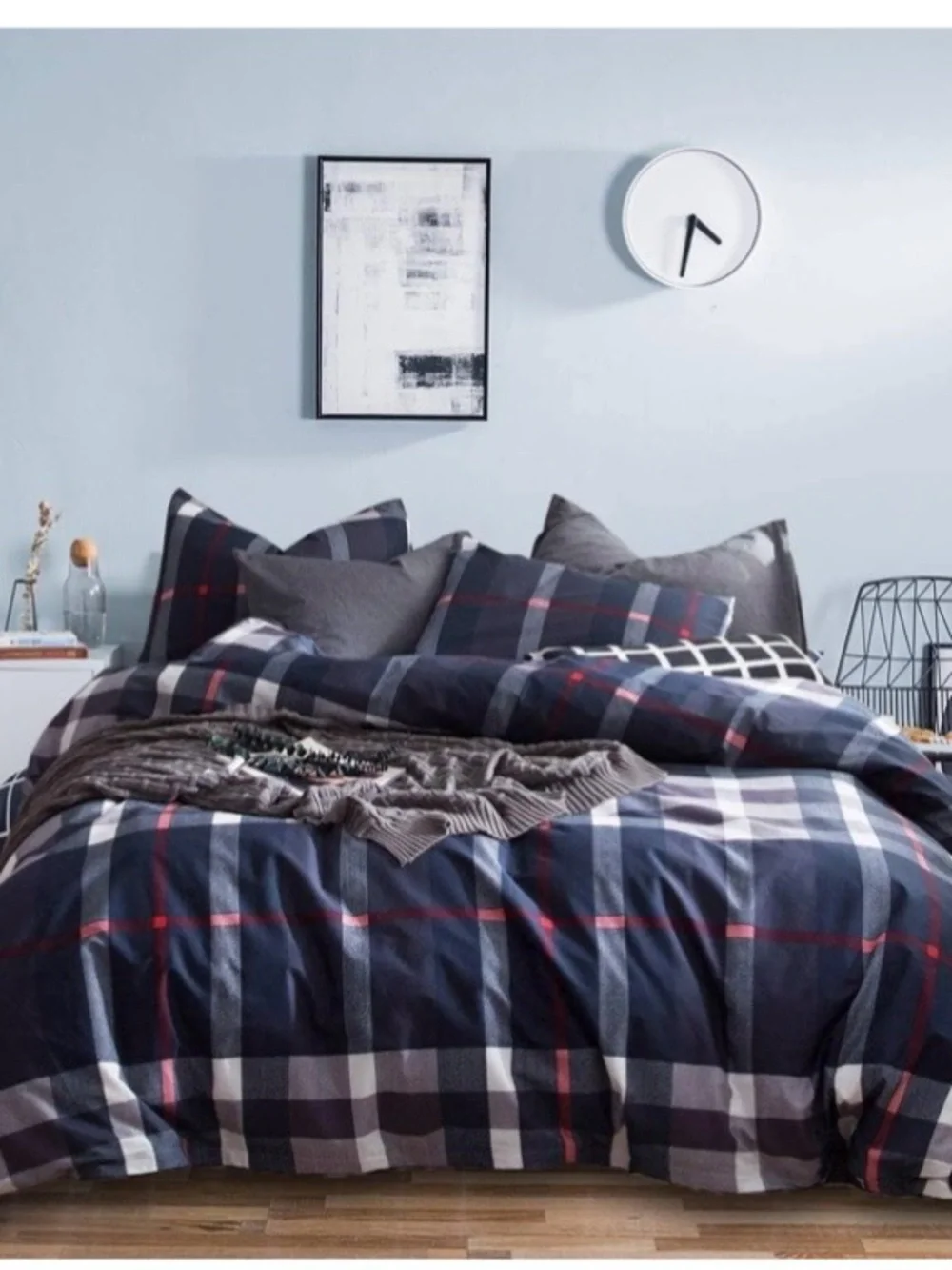 FULL Gingham Tartan Comforter Set 3Pc - NAVY PLAID
