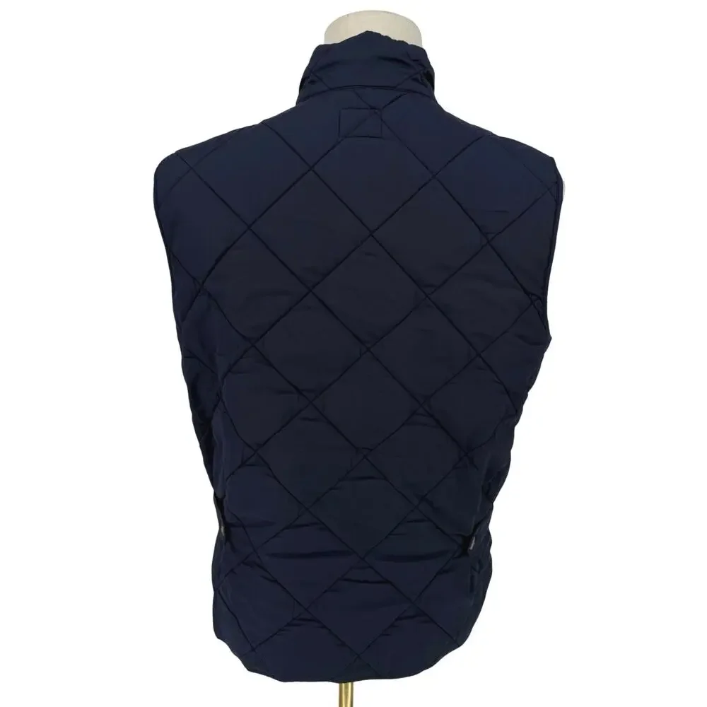 J.Crew Men's Quilted Walker Vest Navy Blue Zipper Front Size M Casual