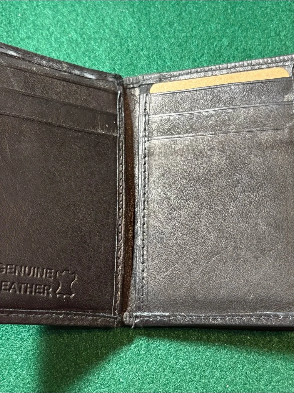 Black Leather Bifold Wallet with ID Window