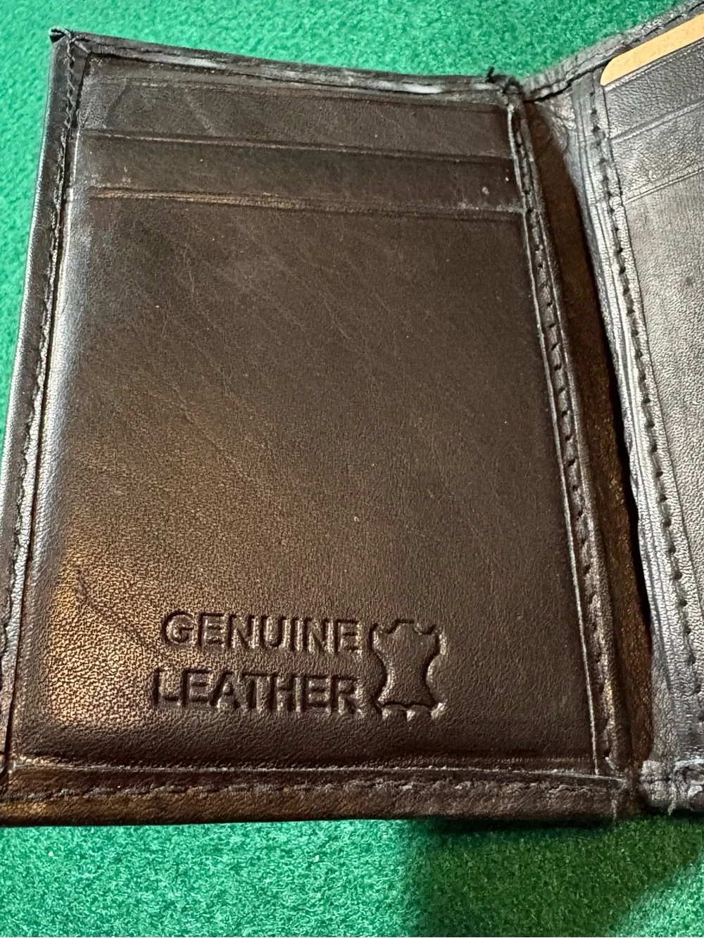 Black Leather Bifold Wallet with ID Window