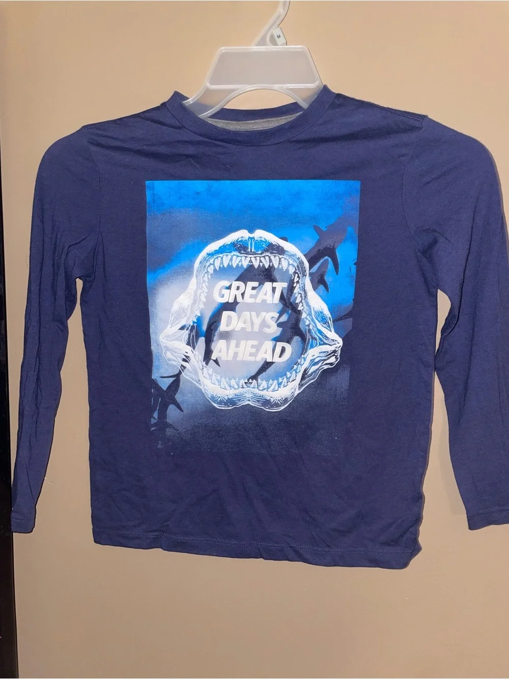 Old Navy Boys Long Sleeve Navy Graphic Tee - 
