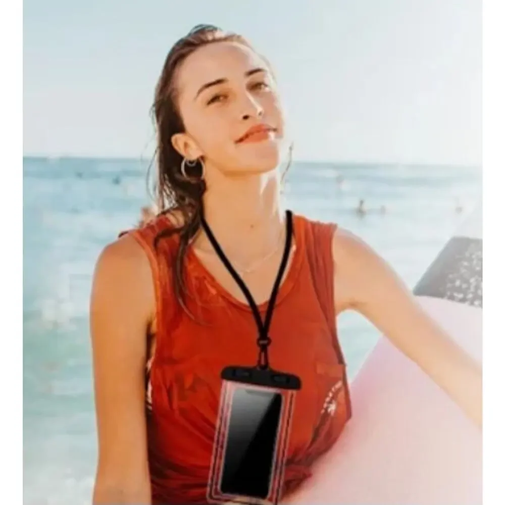 Mobile Phone Dry Bag Touch Screen Pouch, Transparent Floating Waterproof ~Pink