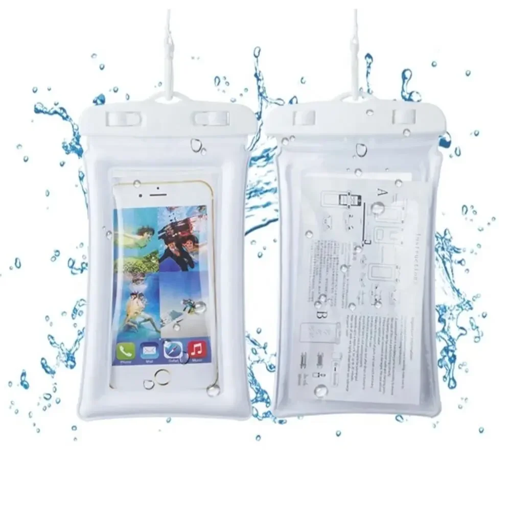 Mobile Phone Dry Bag Touch Screen Pouch, Transparent Floating Waterproof ~White