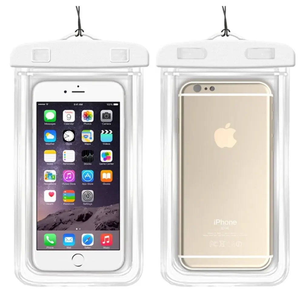 Mobile Phone Dry Bag Touch Screen Pouch, Transparent Floating Waterproof ~White