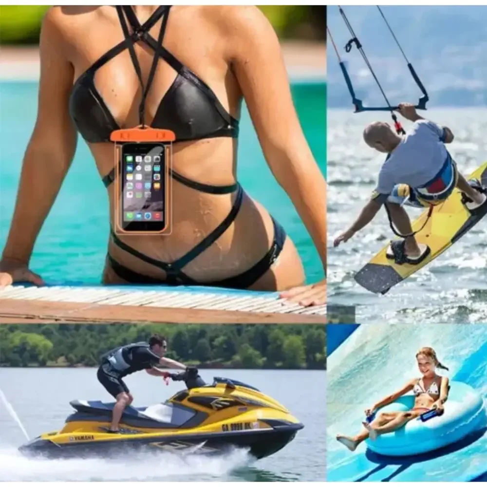 Mobile Phone Dry Bag Touch Screen Pouch, Transparent Floating Waterproof ~Purple