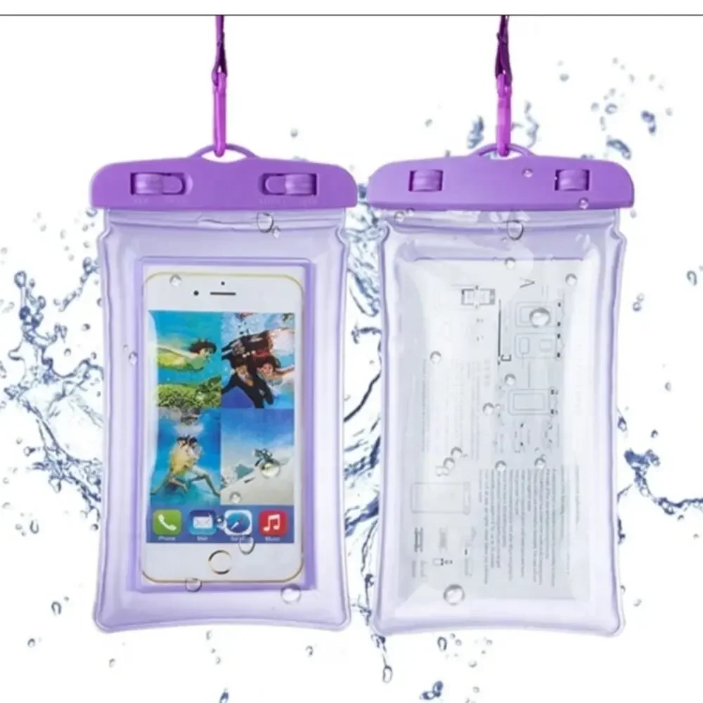 Mobile Phone Dry Bag Touch Screen Pouch, Transparent Floating Waterproof ~Purple