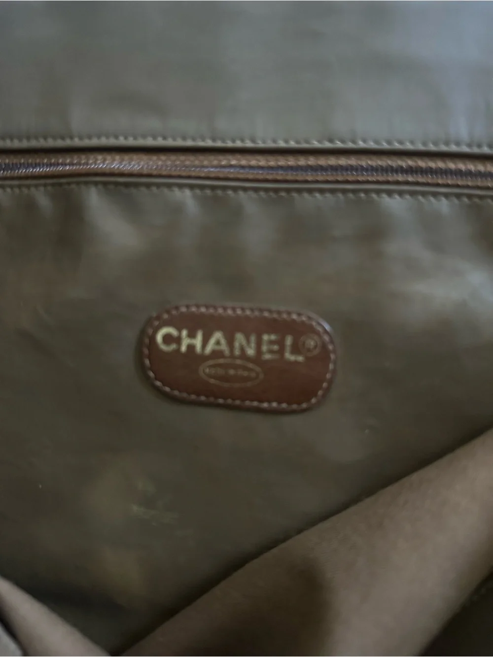 RARE Chanel Vintage XL CC Coated Canvas Chain Tote Brown 3 Series w/Auth Card