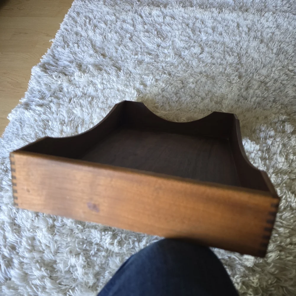 Vintage‎ Wood Desk Letter Wooden Tray With Dovetail Corners