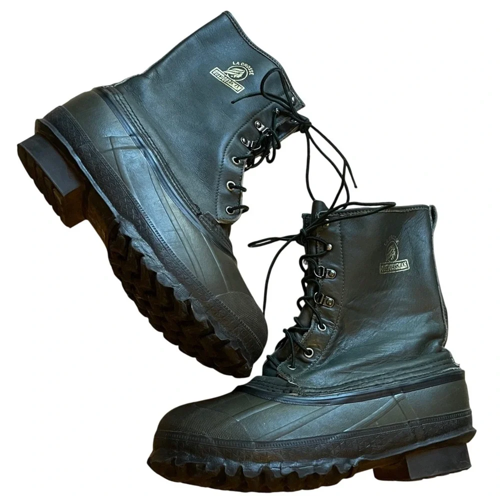 LaCrosse Outdoorsman Boots Rubber‎ Leather Steel Shank Men 9 Waterproof Gorpcore