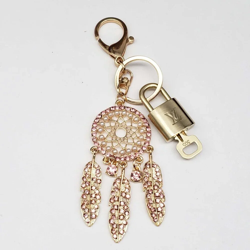 Authentic LV Gold Padlock & Key 🔑 Designer Bag Charm w/ Unbranded Keychain