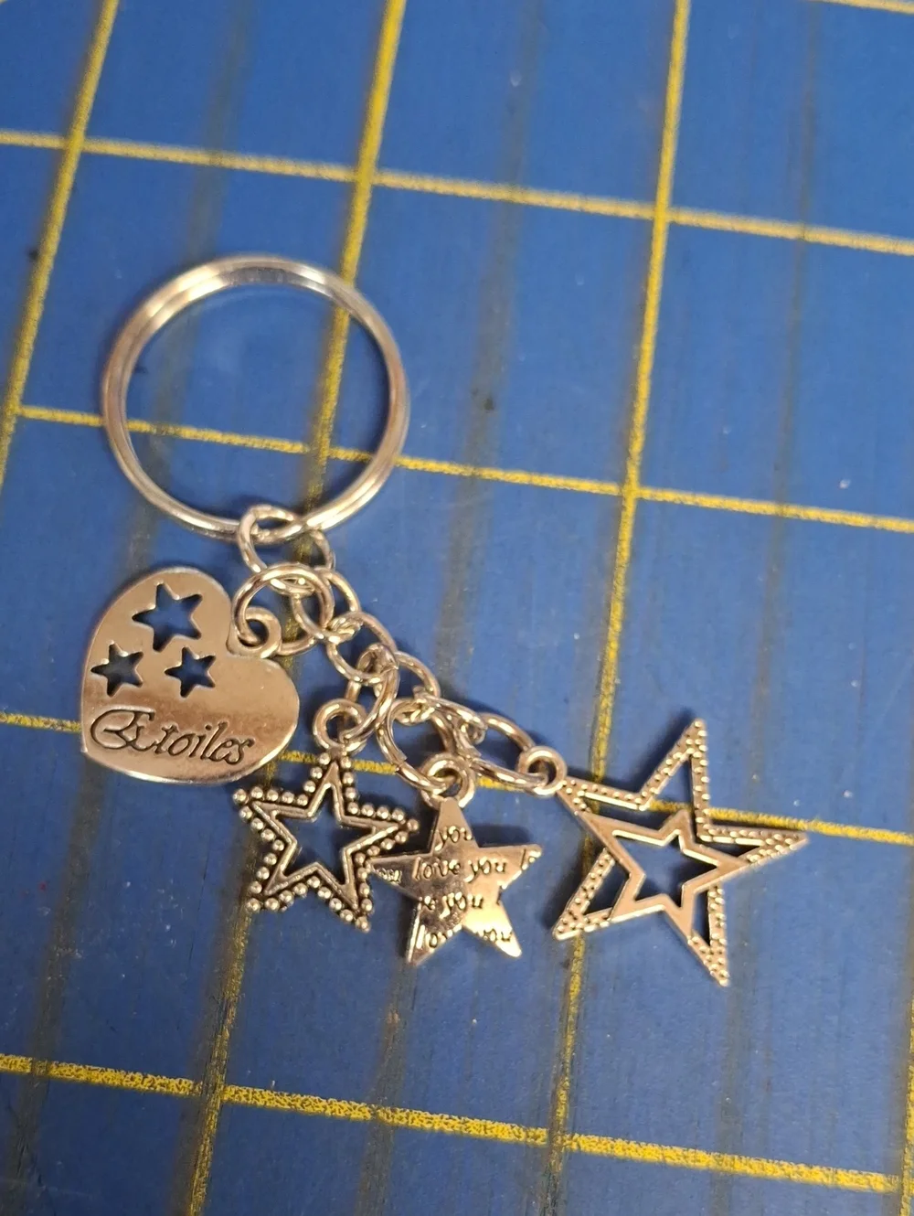 Etolies Love You Stars Silver Keyring Purse Charm