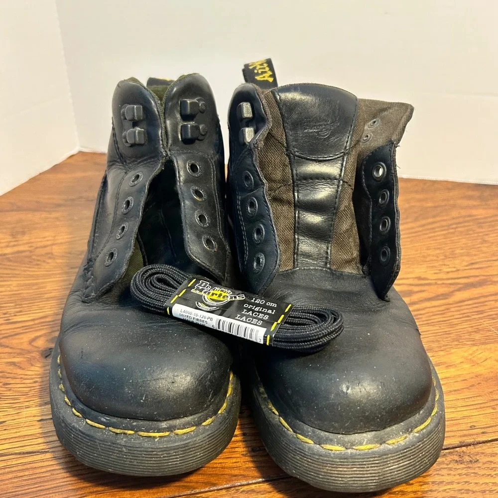 Dr. Martens Black‎ Leather Ankle Boots Mens 9 Womens 10 AirWair Lug Sole Vintge