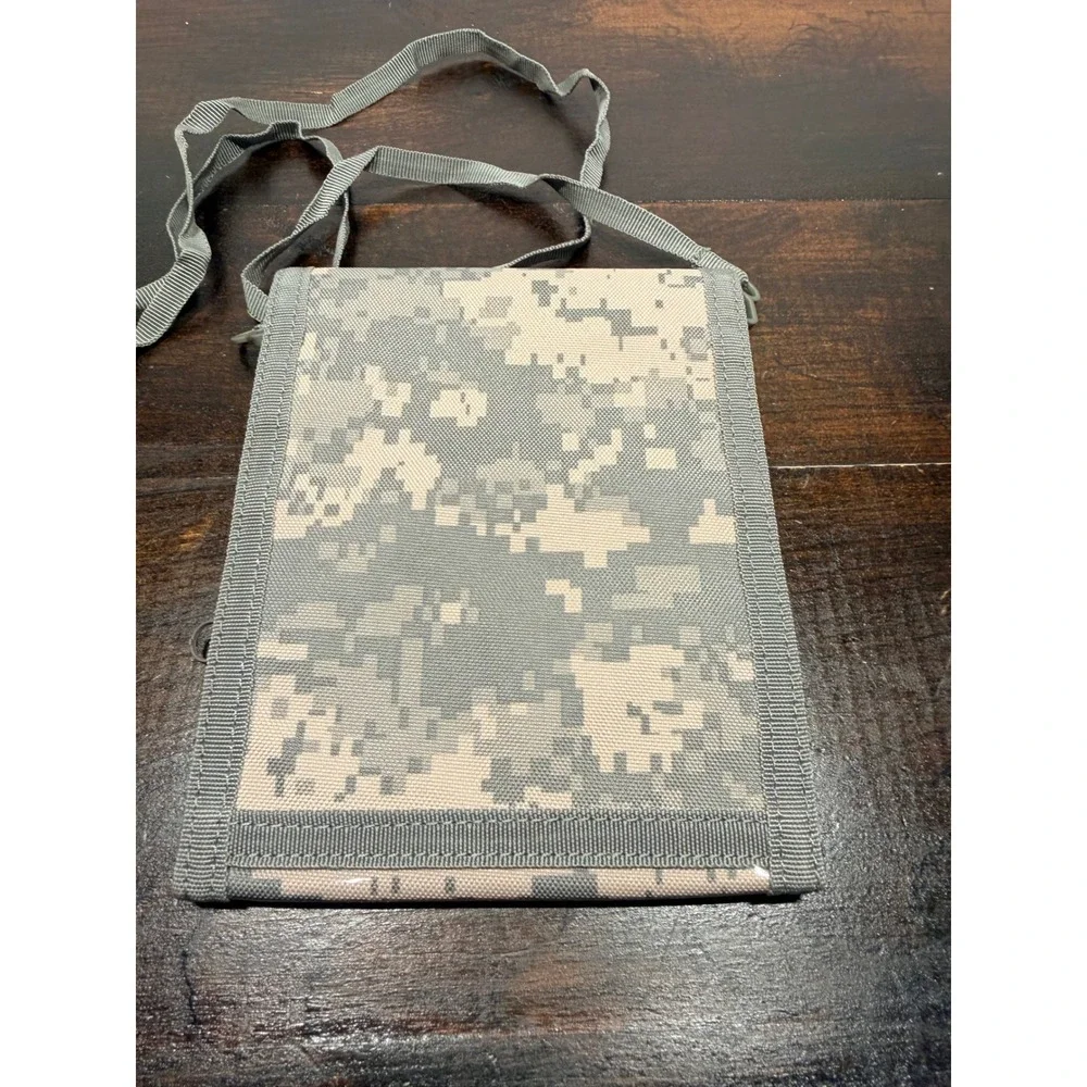 Tactical ACU Digital Camo Neck Wallet‎ ID Holder Travel Organizer USA Flag Patch
